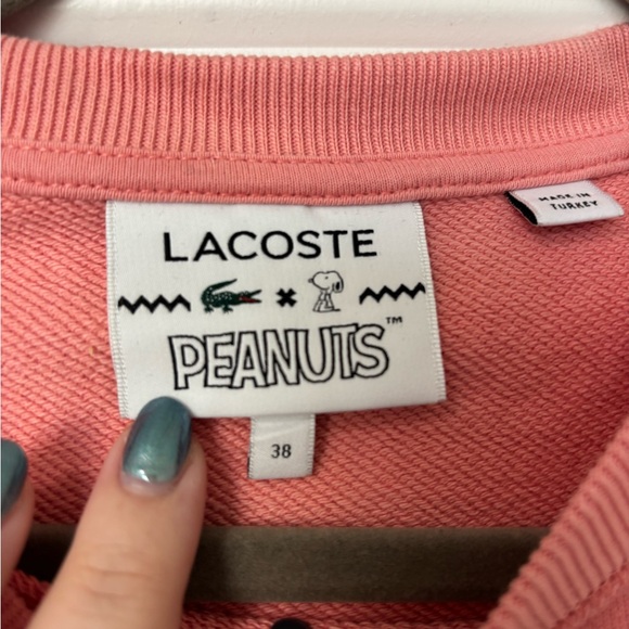Lacoste x Peanuts Collaboration Characters Pink Sweatshirt Size 38 - Picture 3 of 4